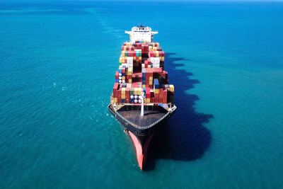 Large container ship at sea